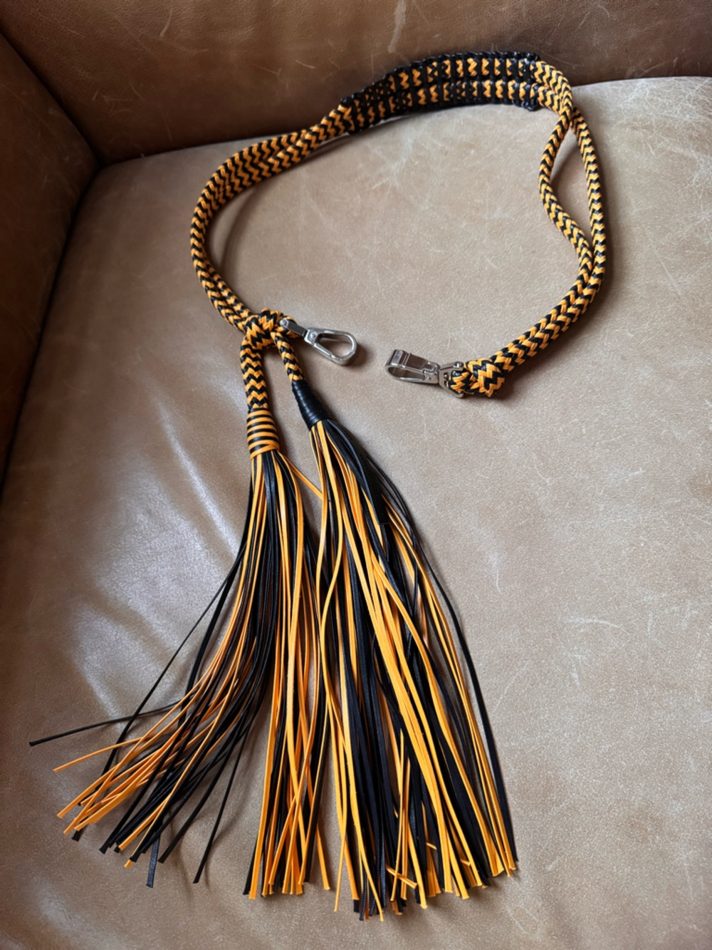 Proenza Schouler yellow black fringe tassel bag strap hook adornment runway rare